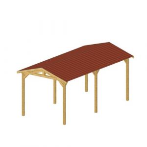 Carport Deux Pentes - 3,3 m x 6,05 m - PIN DOUGLAS - 20 m²