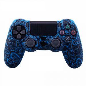 Coque de protection en silicone pour manette PS4/Slim/Pro - Bleu fonc&eacute;