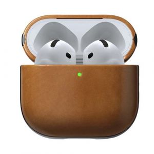Coque pour AirPods 4 Mod&egrave;le Modern Leather Antichoc Nomad Marron clair