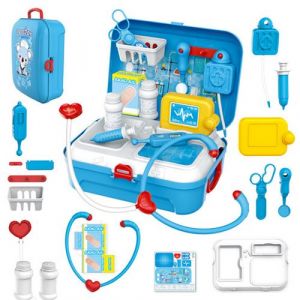 Kit Médical 17 Pièces ,Médecin Infirmière Dentiste Faire Semblant De Rôles Jouer Ensemble De Jouets Enfants Bleu MK13