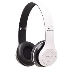 Casque sans fil pliable P47 9D HIFI stéréo pour mobile xiaomi iphone tablette sumsamg casque Bluetooth avec prise en charge micro carte SD blanc
