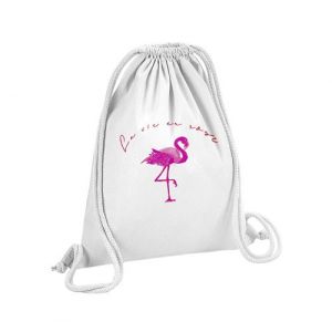 Fabulous Sac de Gym en Coton Blanc Flamant Rose la Vie en Rose 12 Litres