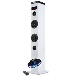 Enceinte colonne Tour de son Bluetooth 50W NGS SKYCHARM avec T&eacute;l&eacute;commande, Entr&eacute;e Optique, USB, Radio FM AUX, Lumi&egrave;re LED