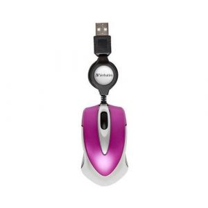 Souris Verbatim Go Mini USB optique avec enrouleur de câble rose