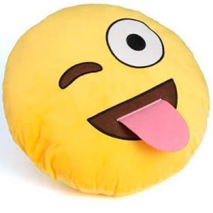 Coussin Emoji qui tire la langue - 30 cm - pour canapé, lit...