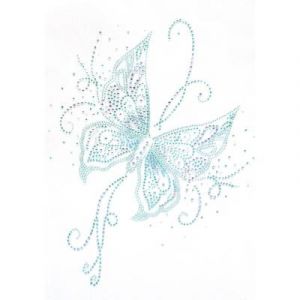 Transfert thermocollant clou et strass - Papillon bleu - 26cm - Ki-Sign