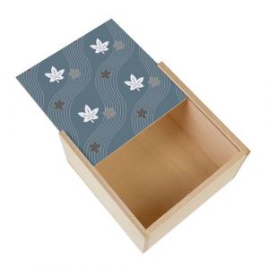 Boite Coffret en Bois - Fabulous - Feuille d'erable Motif Japonais Bleu (11 x 11 x 3,5 cm)