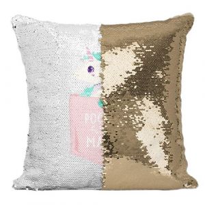 Fabulous Housse de Coussin à Sequin - Paillettes Doré Pocket Full of Magic Licorne [40 x 40 cm]