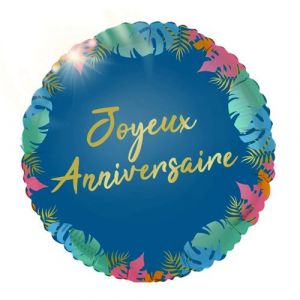 ballon aluminium anniversaire tropical 50cm bleu - générique trobalh