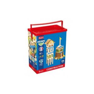 Jeujura - baril tecap multiform 175 pieces en bois colores - planchettes  blocs - jeu construction - set jouet enfant et carte