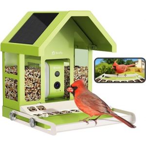 Metal Lite Mangeoire Birdfy Connectée avec Panneau Solaire, Caméra et Reconnaissance d'Oiseau par IA