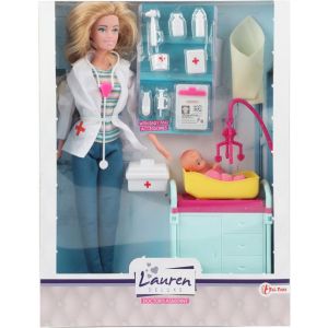 Toi-Toys poupée adolescente Lauren DeluxeDocteur filles 26 cm 16-pièce