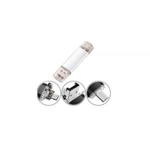 Clef usb 8go 3 en 1 pour wiko view 4 lite smartphone & pc micro usb type c cle memoire 8gb (argent)
