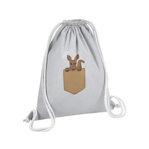 Fabulous Sac de Gym en Coton Gris Poche Surprise Kangourou 12 Litres