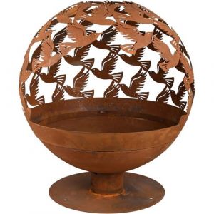 Esschert Design - Brasero rond d&eacute;coupe oiseaux