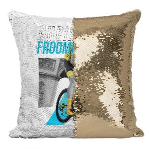 Fabulous Coussin avec Housse Sequin - Paillettes Dor&eacute; Chris Froome [40 x 40 cm]