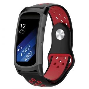 Strap-it Bracelet sport - compatible pour Samsung Gear Fit 2 / Fit 2 Pro (noir/rouge)