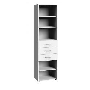 Etagère de rangement avec 3 tiroirs et 3 tablettes en mélamine coloris blanc - longueur 40 x hauteur 185 x profondeur 40 cm -PEGANE-