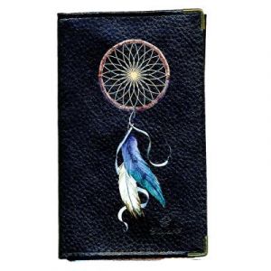 Pochette Etui Protection cuir Porte Carte Grise - papiers voiture - permis de conduire Dream catcher