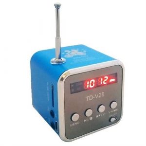 Mini enceinte cube mp3/radio haut-parleur avec écran LCD bleu