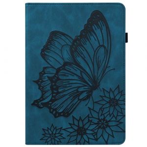 Coque pour iPad Mini 1/2/3/4/5 7,9 Pouces Papillon en Relief Etui en Cuir PU Flip Portefeuille Porte-Stylo Tablette Housse de Protection ZURSANA Bleu