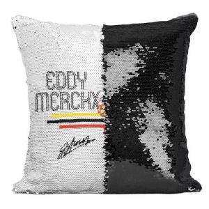 Fabulous Housse de Coussin &agrave; Sequin - Paillettes Noir Eddy Merckx Vintage [40 x 40 cm]