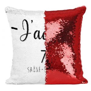 Fabulous Housse de Coussin à Sequin - Paillettes Rouge J'Adore 71 Saone Et Loire Departement Macon [40 x 40 cm]