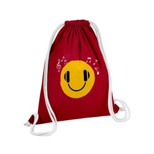 Fabulous Sac de Gym en Coton Rouge Smiley Musique 12 Litres