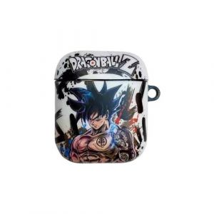 Coque en silicagel avec porte-cl&eacute; pour Airpods 1/2-Dragon Ball-Goku cool-blanc