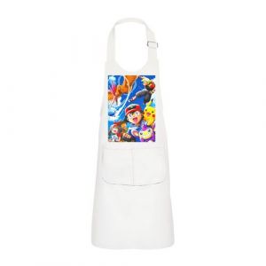 Fabulous Tablier Cuisine Enfant 2 Poches Blanc Pokemon Sacha Pikachu Ondine - Haut de gamme
