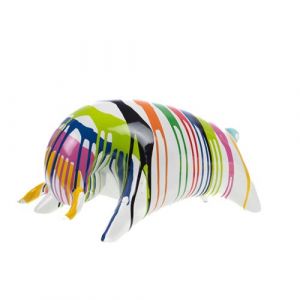Statue : Taureau Trash blanc 22 cm - Amadeus - Blanc - Résine