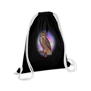 Fabulous Sac de Gym en Coton Noir Whomst've Chouette 12 Litres