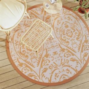 vidaXL Tapis d'extérieur orange et blanc Ø160 cm PP, tapis de jardin, tapis de sol, moquette de sol, carpette, tapis de 368507
