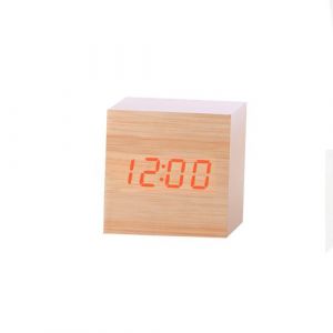 Nouveau Led Num&eacute;rique en Bois Moderne en Bois Bureau R&eacute;veil Thermom&egrave;tre Calendrier Minuterie Orange PL207