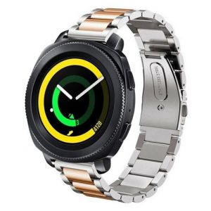Strap-it Bracelet acier - compatible pour Samsung Gear Sport (argent/or rose)