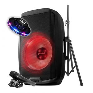 Enceinte active Gemini AS-2115BT-LT-PK, Boomer 15" , à LED - 2000W, USB SD Bluetooth TWS FM, pied, micro, Jeu de lumière OVNI