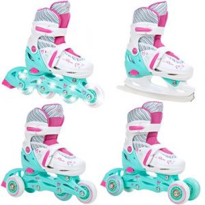 Roller en ligne Loret roues LED du 30 au 33 + patin a roulette + patin a glace + triskate Enfant Mixte taille ajustable Raven