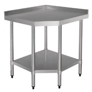 Table Inox d'Angle avec Etag&egrave;re Basse   Profondeur 700   Vogue