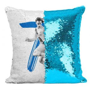 Fabulous Coussin avec Housse Sequin - Paillettes Turquoise Antoine Griezmann [40 x 40 cm]