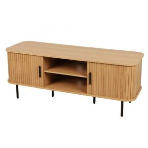 Urban Living - Meuble TV 2 portes coulissantes effet tasseau BONNIE - Beige - Bonnie