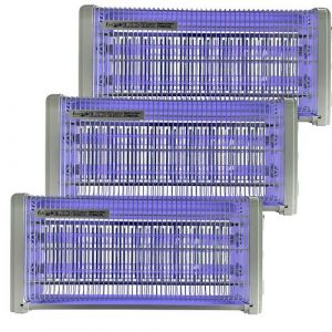 pack 3 electris destructeur d'insectes electriques 30w antimoustique 230v 30m2 grille hau
