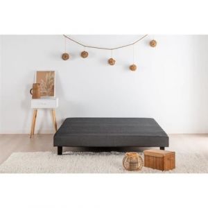 FINLANDEK Rakenne - Sommier tapissier a lattes 140 x 190 - Bois massif gris anthracite + pieds