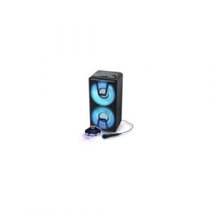 enceinte autonome - muse m-1820dj - &agrave; led party box portable avec lecteur cd + micro - bt/cd/aux/usb - 150w - lumi&egrave;re ovni