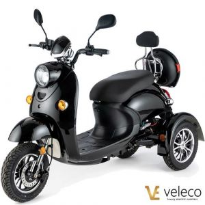 Scooter électrique 3 roues pour PMR personnes à mobilité réduite et sénior Veleco ZT63 homologué route noir