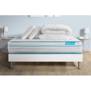 Pack 160x200 matelas BodyMax + sommier kit blanc + Couette 260x240cm + 2 oreillers 60x40cm
