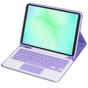 Coque Clavier Bluetooth FLOODKING pour Samsung Galaxy Tab A11 Plus &ndash; Clavier QWERTY S&eacute;parable avec Touchpad, Porte-Stylet, &Eacute;tui de Protection &ndash; Violet