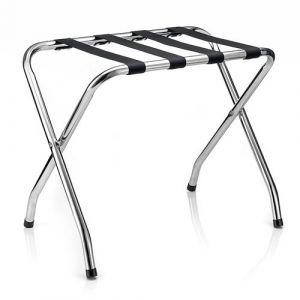 Porte-valise LUGGAGE en m&eacute;tal chrom&eacute;, support-bagages accessoire de chambre h&ocirc;tel pour valise, support valise pliable