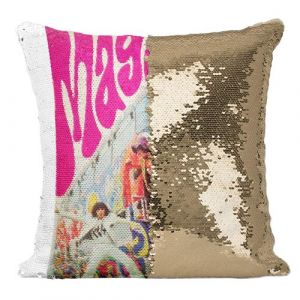 Fabulous Housse de Coussin à Sequin - Paillettes Doré the Who Magic Bus Rock [40 x 40 cm]