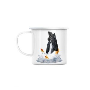 Mug en métal émaillé Poisson volant antiquité