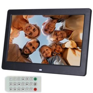 Cadre Photo Numérique Ecran LCD 10.1 Pouces Horloge Alarmes Réveil USB 2.0 Noir + SD 4Go YONIS